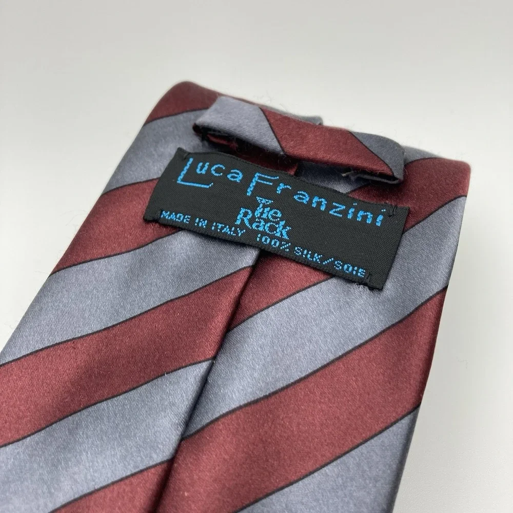 Classic Red & Grey Diagonal Stripe Pattern‎ Luca Franzini Silk Necktie